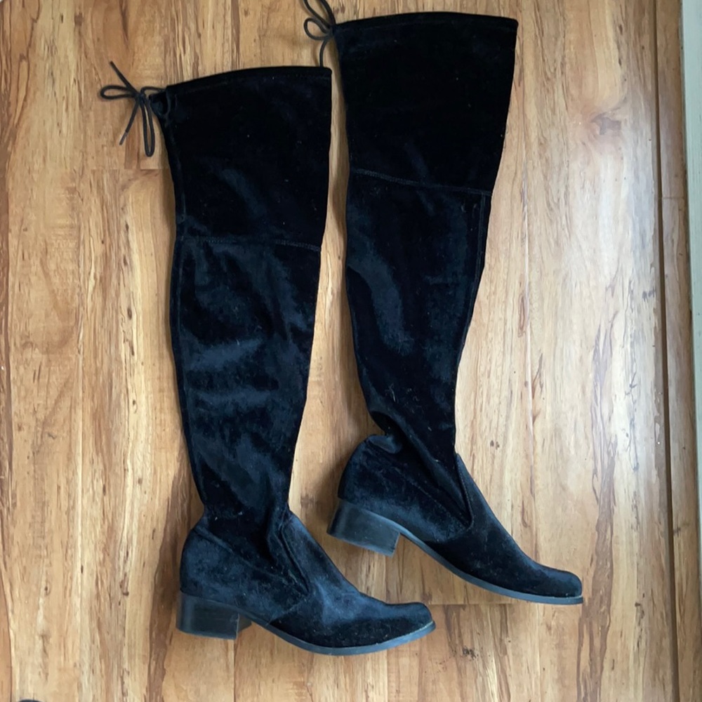 Velvet over the knee boots